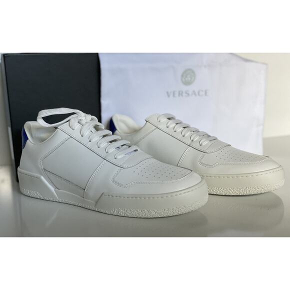NIB $495 Versace Men\'s White Leather Sneakers 10 US (43 Euro) Italy DSU7843 main image 10